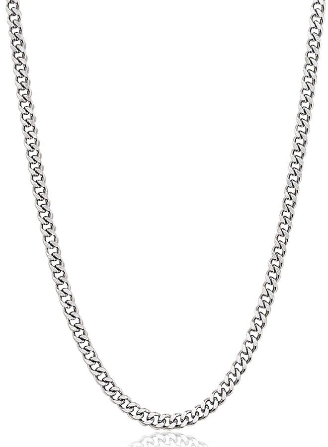 Fiusem Silver Tone Cuban Link Chain for Men, 5mm Mens Chain Necklaces, Stainless Steel Chain Necklaces for Men Women, 28 Inch - Image 1